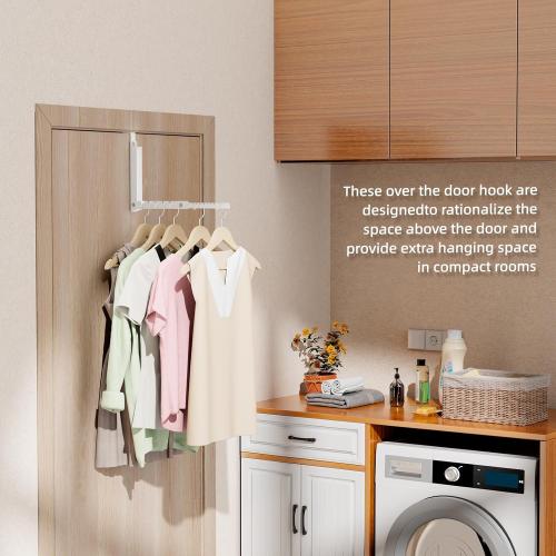 BAKON Over The Door Hooks, Small Space Double Folding Portable Over The Door Drying Rack for Laundry, Bathroom, Bedroom, Travel Storage and Drying (2Pack, White)