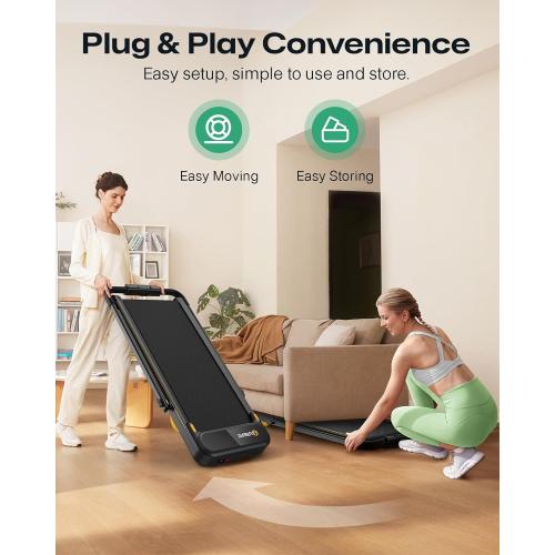 Black and Orange UREVO Strol 2E 2-in-1 under-desk Treadmill