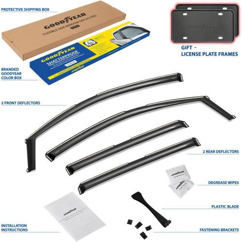 Goodyear Shatterproof side Window Deflectors, Rain Guards, Window Visors for Cars, Vent Deflector, Car Accessories