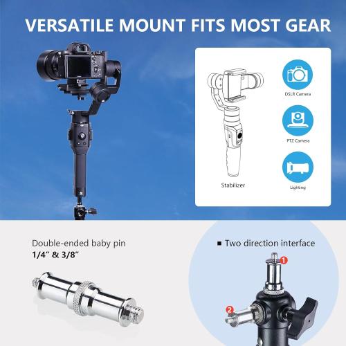 【16' Heavy Duty】 RAUBAY Extreme Tall Video Camera Sports Tripod Stand Air-Cushioned Telescoping Aluminium Alloy Light Stand with 1/4& 3/8 Screw Adapter, Professional Sky High Tripod - TT480 Black…