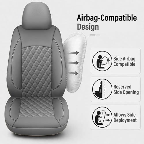HChengkikz Car Seat Cover, Waterproof Nappa Leather (Gray)