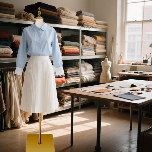 Adjustable Female Dress Form Mannequin with Golden Metal Stand for Clothes Window Display