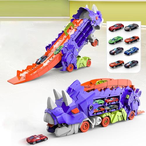 Genérico Dinosaur Transport Truck - Foldable Dinosaur Truck - Dinosaur Truck Toys for Foldable Transport with Track and Metal Cars for Kids