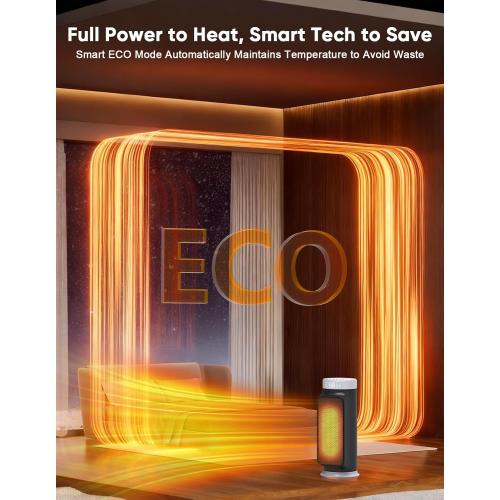 1500W PTC Quiet Space Heater with Remote Control, 15.8“ Portable Electric Heaters for Indoor Use, 75°Oscillation Ceramic Heater for Office, 24H Timer, 5 Modes, Fast Safe Quiet Room Heater for Bedroom