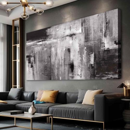XIANSHOU Black Abstract Wall Art Living Room Decor Painting 29x 58 White Abstract Graffiti Wall Decorations for Bedroom Kitchen Dining Room Office