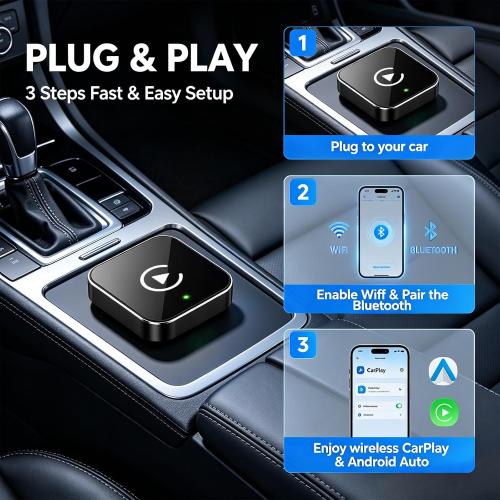 Wireless CarPlay Adapter,Supports iPhone & Android Phones
