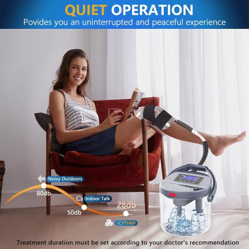 Cold Therapy Machine with Programmable Timer, Ice-Machine-for-Knee-After-Surgery, Knee Replacement Recovery Equipment, Cryotherapy Pain Relief w/Compression Pad for Shoulder, Ankle (Gray)