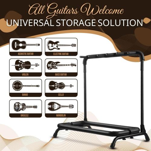 Flexzion 7 Guitar Stand Rack - Metal Construction Multi Guitar Rack & Guitar Organizer, Foldable 7 Guitar Holder Stand with Padded Foam Tubing for Electric, Acoustic, Classical Guitars & Basses