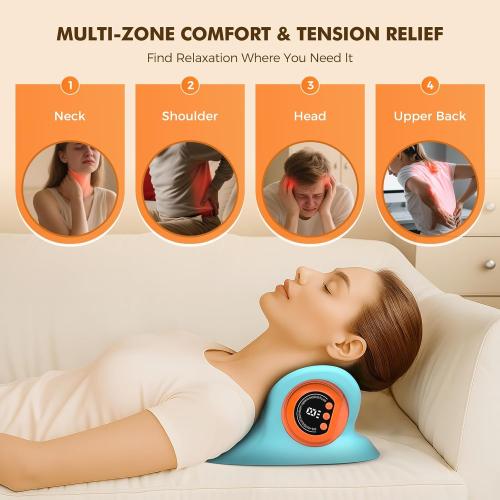 Neck Massager 2026 Portable Neck Traction Device, Cervical with Heating & Vibration–Relieve Muscle Tension,4-in-1neck Customizable Massage Modes with Wireless Remote Control