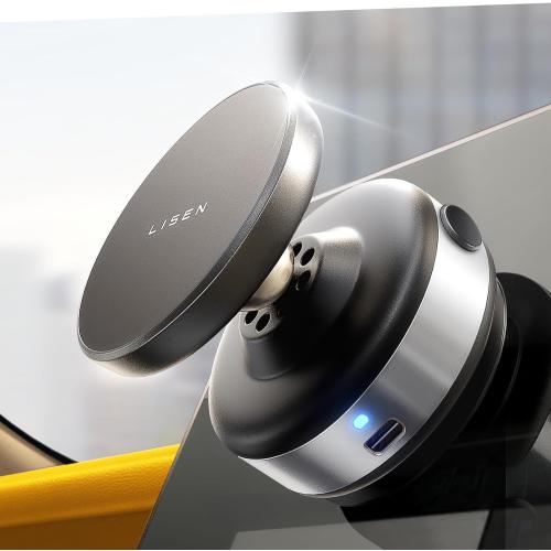 LISEN Suction Phone Mount, Content Creator Vlogging Portable Super Stable Electric Vacuum Magnetic Phone Holder, 360 Adjustable Travel Multi-Scene TikTok for iPhone 17 Pro Max Air 16e 16 15 14 13