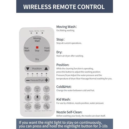 Bidet Toilet Seat,Smart Toilet Seat with Remote Control,Electric Heated Seat,Warm Water Washing,Warm Air Dryer and Multiple Spray Modes for Women Men Pregnant or Elderly People,Elongated