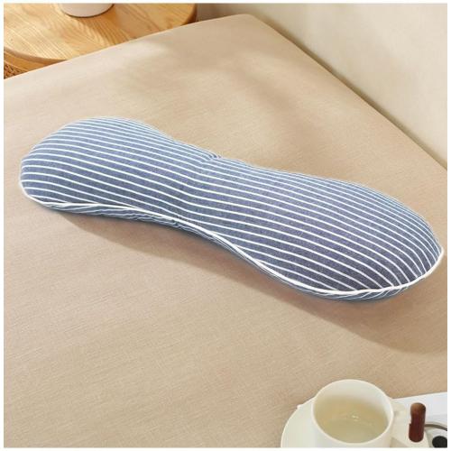 Buckwheat Neck Pillow for Sleeping, Firm Buckwheat Hulls Filling Bone Pillow, Comfortable Neck Support for Neck Pain Relief, Cervical Roll Pillow for Back Sleeping, Blue 19X7