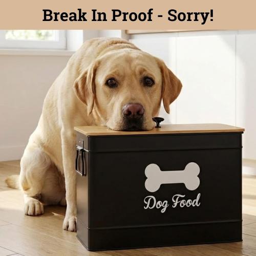 Metal Dog Food Container 15-20 lbs w/ Airtight Bamboo Lid, 70 Cup Capacity
