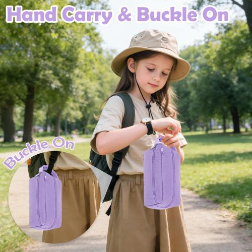 Fammart Freezable Snack Bag with Removable Ice Packs, Small Insulated Lunch Bag Mini Cooler, Leakproof Reusable Snack Lunch Box with Buckle Handle for Work, Travel, Office - Purple