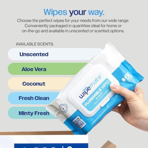ULTRA Flushable Butt Wipes, Soothing Vitamin E & Aloe, 99% Water, Aloe Vera Scent Premium Super Soft Hygiene Wipes, Septic & Sewer Safe, 3 Premium Flip-Top Packs (180ct)