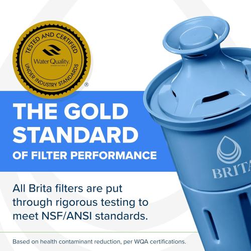 Brita Large 10-Cup Elite Water Filter Pitcher, WQA NSF/ANSI Certified, Reduces 99% of Lead, Microplastics, & 30 Contaminants, BPA-Free, Removes Chlorine Taste & Odor, 1 Elite Filter, White