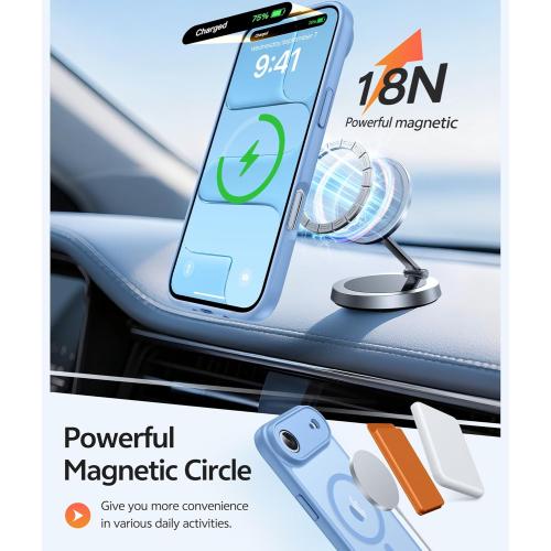 FNTCASE for iPhone Air Case: [Compatible with Magsafe] Translucent Matte Cases with [Full Camera Protection] [Screen Protector] Military Grade Shockproof Protective Phone Cover - Light Blue