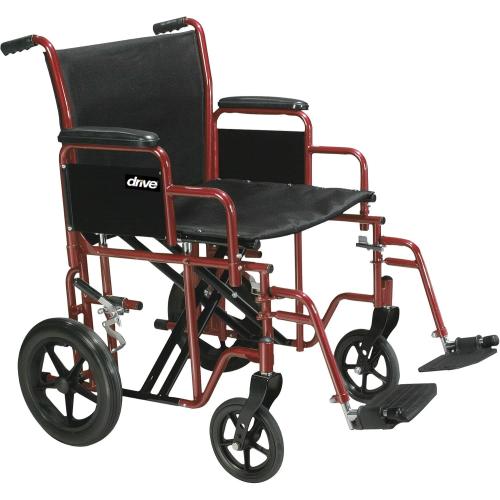 Drive Medical BTR22-R Bariatric Heavy Duty Transport Wheelchair, Red
