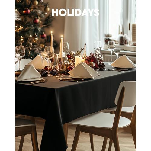 Pureegg Rectangle Table Cloth 60 x 102 – Durable Polyester Tablecloth Offers Reusable & Washable Protection, Ideal for Outdoor Party, Picnic, Wedding, Banquet and Birthday, 2 Pack, Black