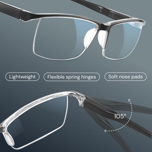 Gaoye 2.0 Executive Style Reading Glasses Men - Durable Readers with Blue Light Filtering- Comfortable Fit with TR90 Frames