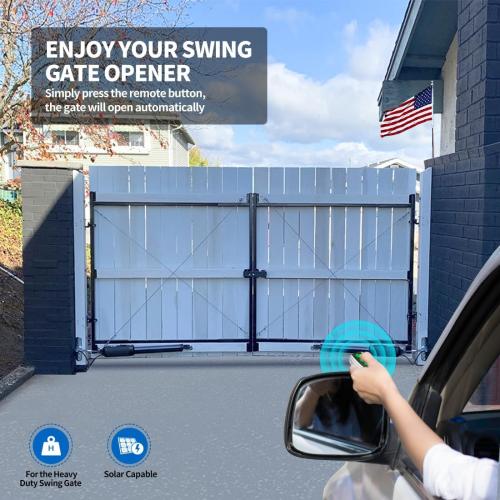 TOPENS PW802 Automatic Gate Opener for Heavy Duty Dual Swing Gates Up to 18ft per Arm, Dual Swing Gate Operator AC Powered with Remote Control Kit Gate Motor Solar Compatible