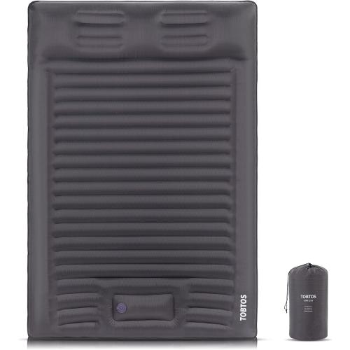 TOBTOS Double Sleeping Pad for Camping, Extra Thick 6 Camping Mattress 2 Person with Pillow Built-in Foot Pump, Inflatable Sleeping Mat for Camp, Backpacking, Hiking, Traveling