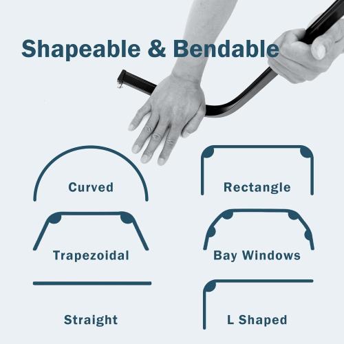 MaKefeile Flexible Ceiling Curtains Track, Bendable Ceiling Mount Curtain Track for Room Divider, Aluminum Curtain Tracks Rail with Hooks Set for Window RV Shower Privacy Outdoor Hospital, Black 3-9ft