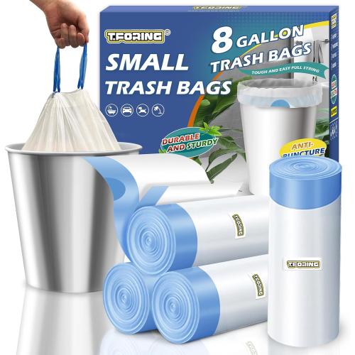 Medium 8 Gallon Trash Bags Drawstring,1.2 Mil,Unscented,100 Count