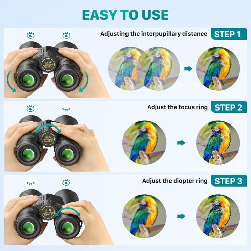 Kylietech 12x42 Binoculars BAK4 FMC Lens Waterproof Fogproof Phone Adapter