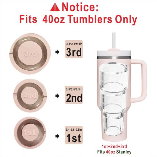 2pc Tumbler Ice Tray for Stanley/Yeti/Simple Modern etc. 30-40oz Tumblers, Silicone Ice Cube Tray for Tumblers with Bin and Lid, Pink