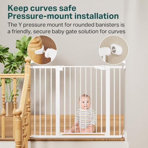 Cumbor 36 Extra Tall Baby Gate for Stairs, 29.7-48 Wide Dog Gates for Doorways, Auto Close Safety Gate for Babies and Pets, Easy Install, Pressure Mounted, Fits Doorways, Stairs, Entryways, White