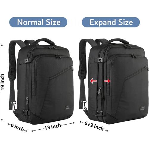 MATEIN Carry on Backpack, Extra Large Travel Backpack Expandable Airplane Approved Weekender Bag for Men and Women, Water Resistant Lightweight Daypack for Flight 40L, Black