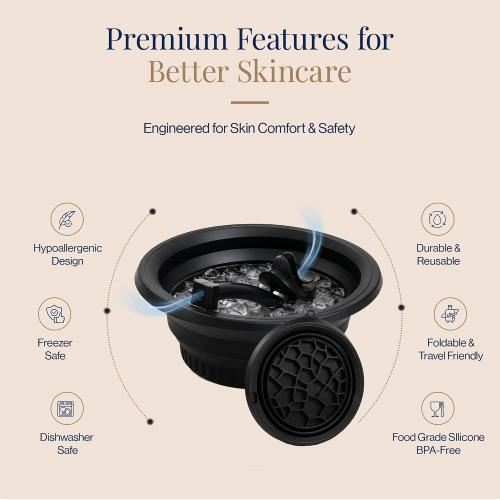 COLOR GREEN ❗❗Ice Face Bath Bowl – New Version with Breathing Tube & Hygienic Lid | Collapsible Silicone Facial Cold Plunge Bowl | Reduces Puffiness, Tightens Pores | Foldable & Portable