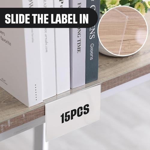 Containlol 15 Pcs Moveable Shelf Label Holder for Library, 5.1 x 3.2 Inch