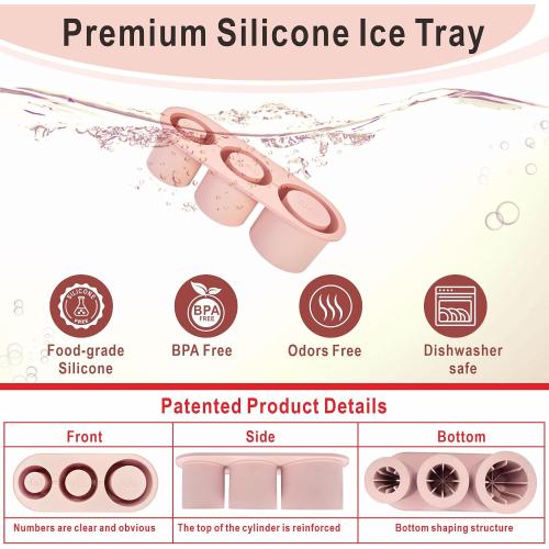 2pc Tumbler Ice Tray for Stanley/Yeti/Simple Modern etc. 30-40oz Tumblers, Silicone Ice Cube Tray for Tumblers with Bin and Lid, Pink