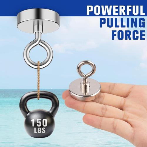 Fishing Magnets 200 Lbs Pulling Force, Strong Rare Earth Magnet Fishing Magnet Only, Magnetic Fishing, Heavy Duty Security Large Tags Neodymium Magnets for River Fishing, Lifting (1.75)