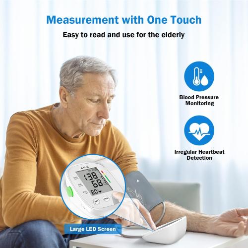 AILE Blood Pressure Monitor, Blood Pressure Machine Upper Arm Large Cuff(8.7-16.5), High Automatic Blood Pressure Monitors Cuff for Home Use, (BP) Manual Arm Blood Pressure Monitors, 2 * 99 Memory