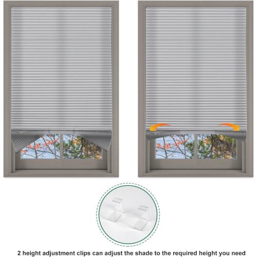 Arch Window Shades Half Circle Light Filtering Cellular Shades Cordless No Drill for Windows Half Moon Honeycomb Fabric No Tools Honeycomb Shades Easy Install (Grey-Light Filtering 36 X 72)
