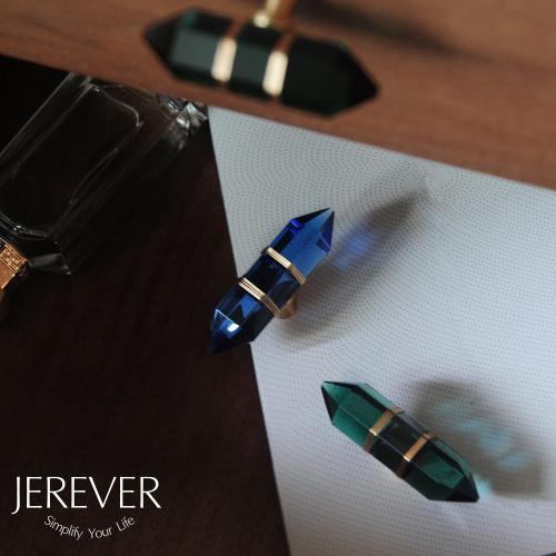 Color Green JEREVER 4 Pack Hexagonal Crystal Knobs Wire Wrapped Glass Brass Drawer Pull Cabinet Handle Gold Furniture Hardware for Dresser Kitchen (Green)
