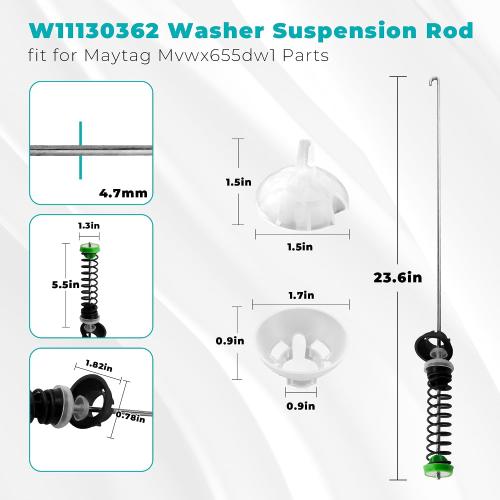 W11130362 Suspension Rod fit for Maytag MVWX655DW1 MVWC565FW1 MVWC565FW2 MVWC565FW fit for Whirlpool WTW5000DW1 WTW5000DW2 WTW5000DW3 WTW5000DW 11022352510 W10594080 W10748956 W10780040 prime&swift