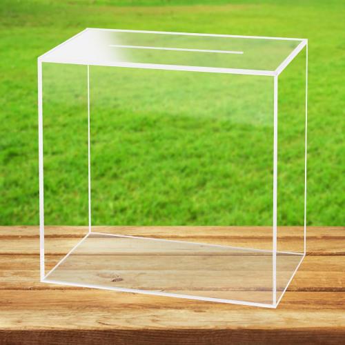 Fowecelt Clear Acrylic Wedding Card Box, Large DIY Card Box Blank No Print for Wedding Reception, Graduation Party, Bridal Shower, Keepsake Party Favor, Cosmetic Home Decor (10 x10 x 5.5 Inch)