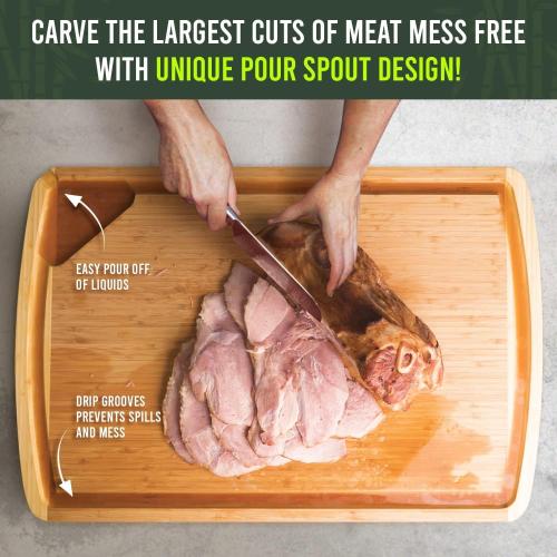 Greener Chef 30 x 20 Organic Extra Large Cutting Board with Lifetime Replacements – Wood Bamboo Chopping Board - Wooden Butcher Block Cutting Board for Carving Turkey, Grilling Brisket and BBQ