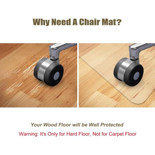 Kuyal Clear Chair Mat, Hard Floor Use, 48 x 36 Transparent Office Home Floor Protector mat Chairmats (48 x 36 Rectangle)