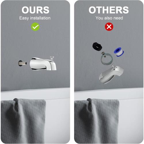 Gold Hao The Bathroom Universal Slip-On Tub Spout with Diverter - Compatible with American Standard 8888026.002 Tub Spout, 5 Bathtub Faucet, Fits 1/2 Copper Piper (5/8 Diameter) - Chrome