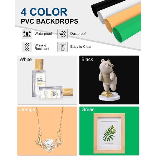 PULUZ 16''x16'' Photo Studio Light Box, Upgraded Photo Box Soft Box Integrated Portable Light Box Photography with Hight CRI 480 LED Lights & 4 Color Backdrops for Product Photography