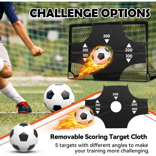 Portable Pop Up Soccer Goal - 6x4ft Backyard Training Equipment with Soccer Ball, Scoring Target Cloth, and Conesl,Fencing Training Equipment，Baseball & Softball Protective Screens