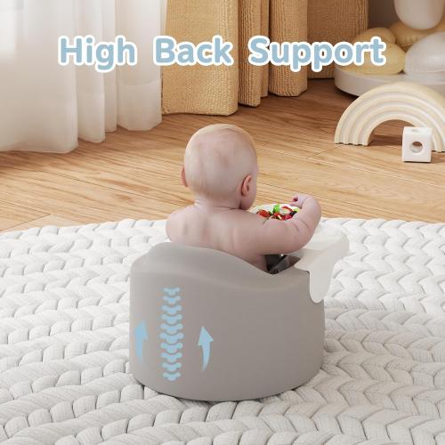 Baby Floor Seat with Removable Tray – Portable Feeding & Activity Booster Seat for Infants, Ideal for Sitting, Mealtime Support, and Playtime, Gray