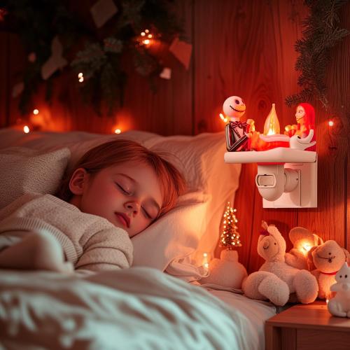 Nightmare Be Christmas Campfire Nightlight,2026 Halloween Flickering Night Light Plug in,Nightmare Christmas Birthday Decorations