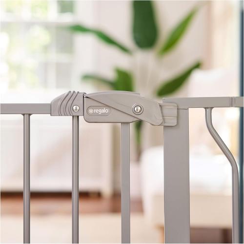 Regalo Easy Step 49-Inch Extra Wide Baby Gate, Includes 4-Inch and 12-Inch Extension Kit, 4 Pack of Pressure Mount Kit and 4 Pack of Wall Mount Kit, Platinum