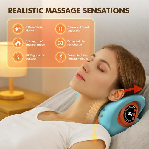Neck Massager 2026 Portable Neck Traction Device, Cervical with Heating & Vibration–Relieve Muscle Tension,4-in-1neck Customizable Massage Modes with Wireless Remote Control